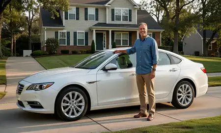 Customer with their delivered car in Athens, Georgia, United States