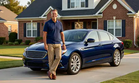 Customer with their delivered car in Atlanta, Georgia, United States