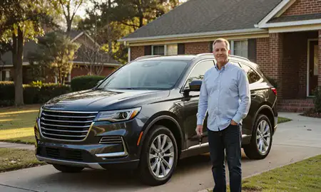 Car delivered to a driveway in Atlanta, Georgia, United States