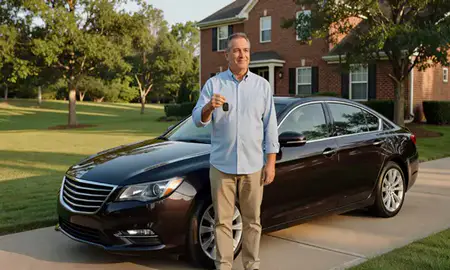 Car delivered to a driveway in Augusta, Georgia, United States
