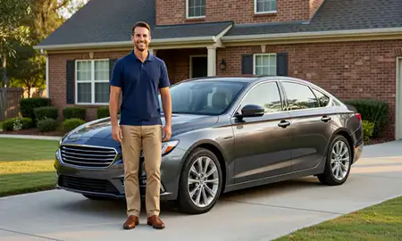Customer with their delivered car in Brookhaven, Georgia, United States