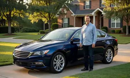 Car delivered to a driveway in Brookhaven, Georgia, United States