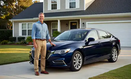 Customer with their delivered car in Brunswick, Georgia, United States