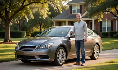Car delivered to a driveway in Columbus, Georgia, United States