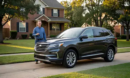 Car delivered to a driveway in Dalton, Georgia, United States