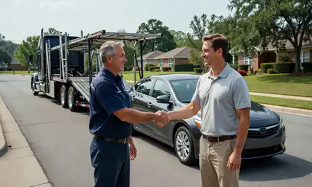 Vehicle owner beside their delivered car in Dunwoody, Georgia, United States