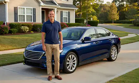 Customer with their delivered car in East Point, Georgia, United States