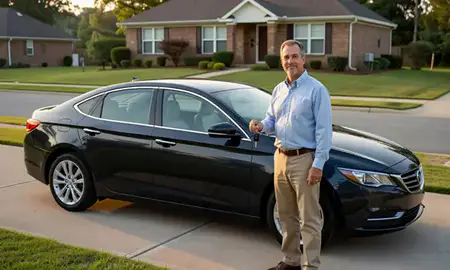 Car delivered to a driveway in East Point, Georgia, United States