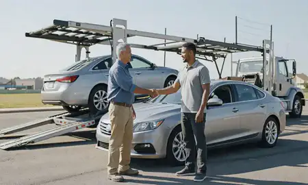 Vehicle owner beside their delivered car in East Point, Georgia, United States