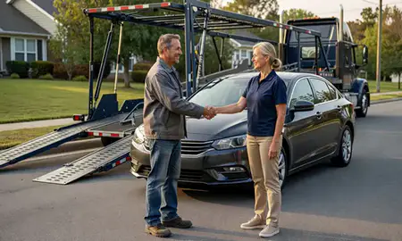 Vehicle owner beside their delivered car in Evans, Georgia, United States