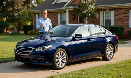Car delivered to a driveway in Gainesville, Georgia, United States