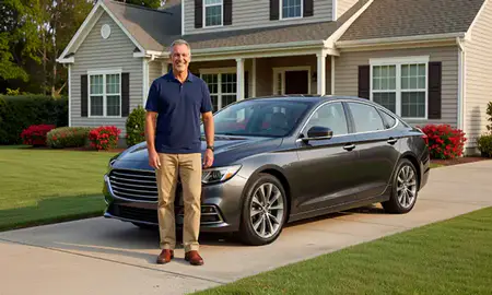 Customer with their delivered car in Johns Creek, Georgia, United States