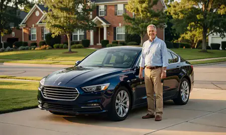 Car delivered to a driveway in Johns Creek, Georgia, United States