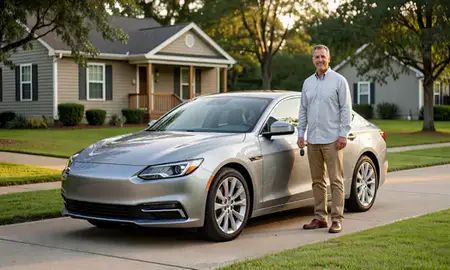 Car delivered to a driveway in Mableton, Georgia, United States