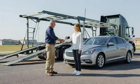 Vehicle owner beside their delivered car in Mableton, Georgia, United States