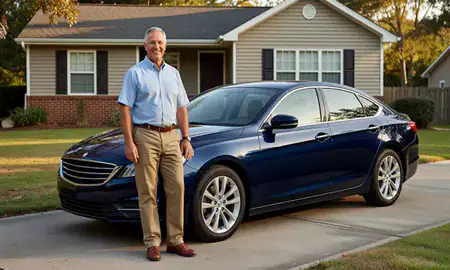 Customer with their delivered car in Macon, Georgia, United States