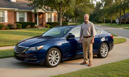 Car delivered to a driveway in Macon, Georgia, United States