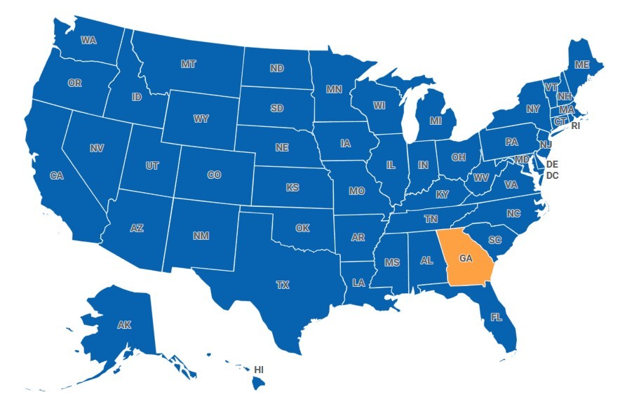 Map of Georgia, USA