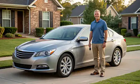 Car delivered to a driveway in Marietta, Georgia, United States