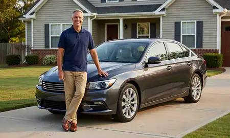 Customer with their delivered car in Milton, Georgia, United States