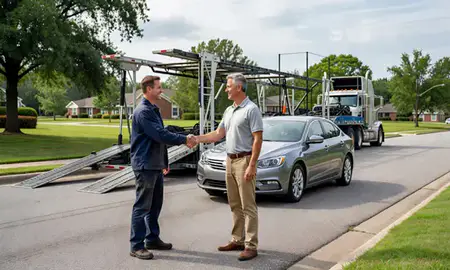 Vehicle owner beside their delivered car in Milton, Georgia, United States