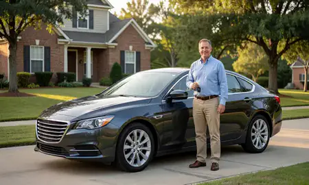 Car delivered to a driveway in Newnan, Georgia, United States