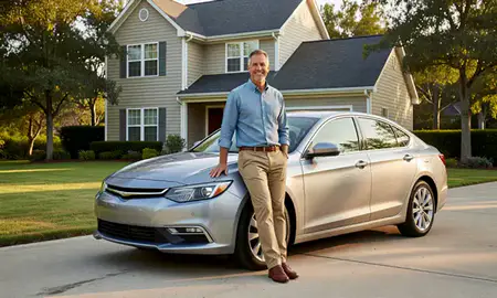 Customer with their delivered car in Peachtree City, Georgia, United States