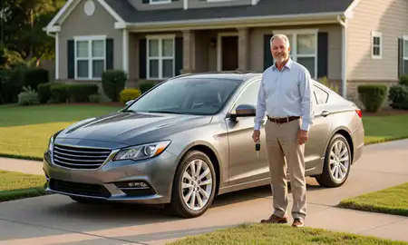 Car delivered to a driveway in Peachtree City, Georgia, United States