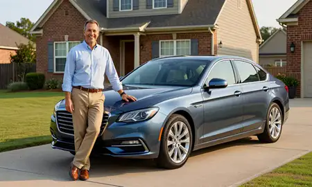 Customer with their delivered car in Peachtree Corners, Georgia, United States