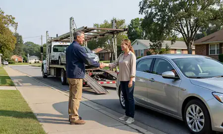 Vehicle owner beside their delivered car in Rome, Georgia, United States