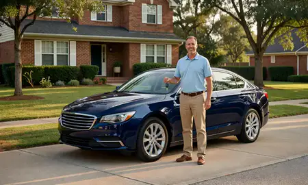 Car delivered to a driveway in Roswell, Georgia, United States
