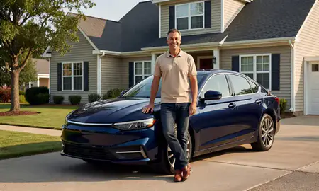 Customer with their delivered car in Sandy Springs, Georgia, United States
