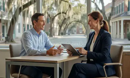 Customer discussing car shipping options in Savannah, Georgia, United States