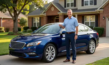 Car delivered to a driveway in Smyrna, Georgia, United States
