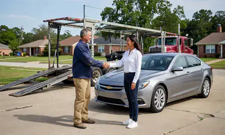 Vehicle owner beside their delivered car in South Fulton, Georgia, United States