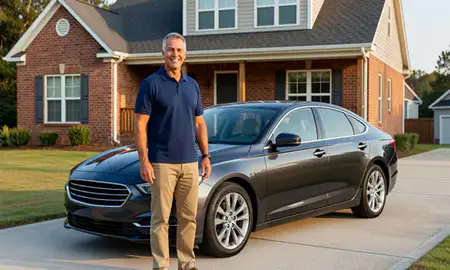 Customer with their delivered car in Stonecrest, Georgia, United States