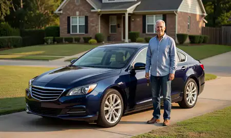 Car delivered to a driveway in Stonecrest, Georgia, United States