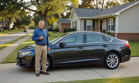 Car delivered to a driveway in Valdosta, Georgia, United States