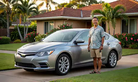 Car delivered to a driveway in Hawaii, United States
