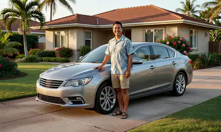 Customer with their delivered car in Ewa Gentry, Hawaii, United States