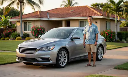 Car delivered to a driveway in Halawa, Hawaii, United States
