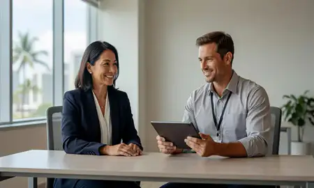 Customer discussing car shipping options in Honolulu, Hawaii, United States