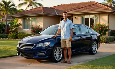 Customer with their delivered car in Kailua, Hawaii, United States