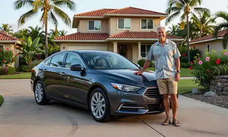 Customer with their delivered car in Kapolei, Hawaii, United States
