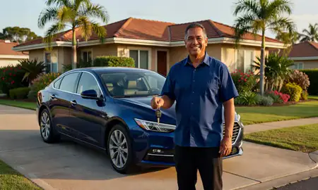 Car delivered to a driveway in Kapolei, Hawaii, United States