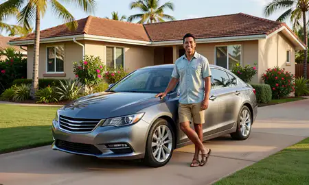 Customer with their delivered car in Kihei, Hawaii, United States
