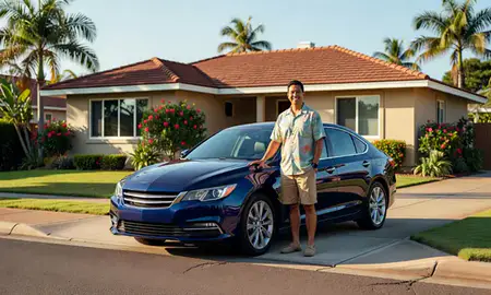 Customer with their delivered car in Makakilo, Hawaii, United States