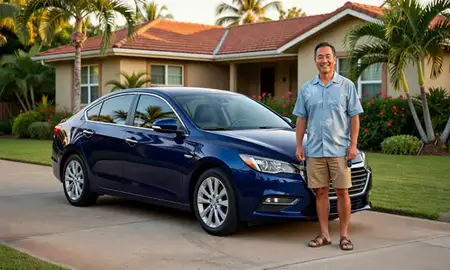 Car delivered to a driveway in Makakilo, Hawaii, United States