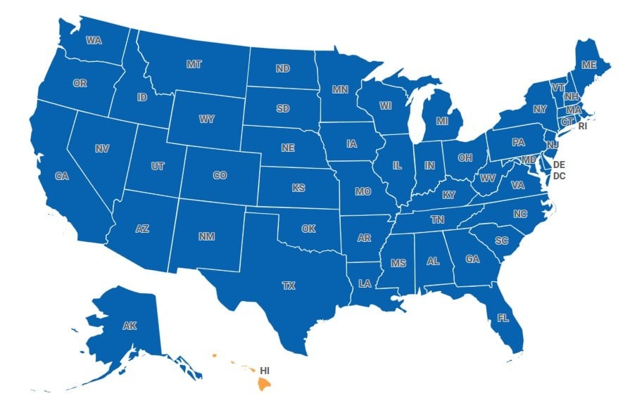 Map of Hawaii, USA