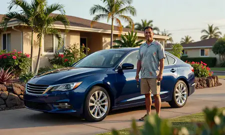 Car delivered to a driveway in Nanakuli, Hawaii, United States